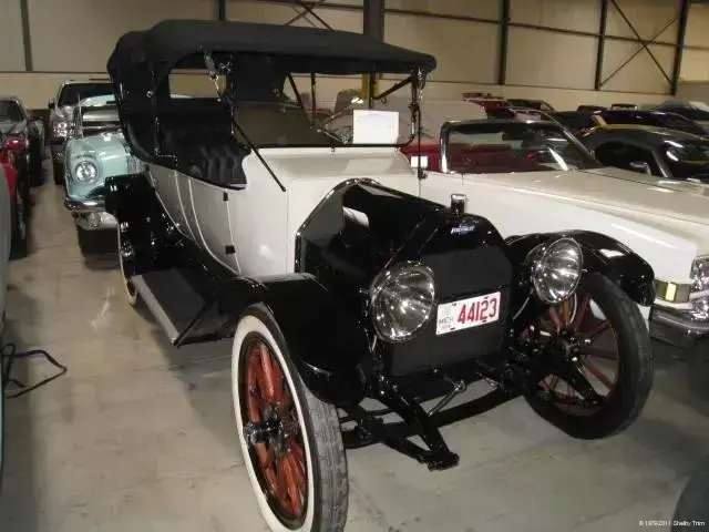 1914 Baby Grand Chevrolet with diamond-tufted leather seating, restored by Shelby Trim.
