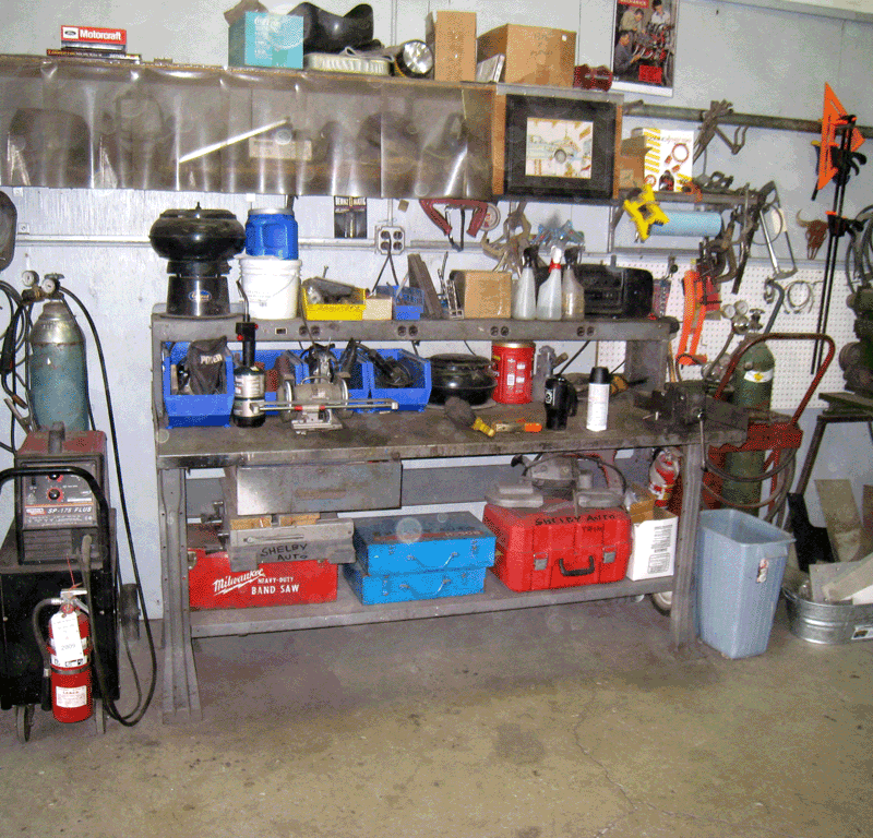 MIG welder and tooling inside the Shelby Trim in-house machine shop.